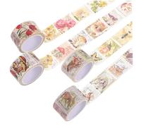 NOLITOY 4 rouleaux Lot de Autocollants Adhésifs DIY Style Timbre Rétro pour Scrapbooking Décoration Agendas et Journaux Creatifs Motifs Nature et Insectes