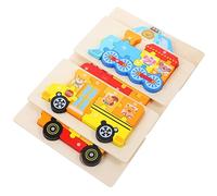 NOLITOY 5 Ensembles Puzzles Éducatifs Bois pour Garçon Fille Jouets de Développement Cognitif pour Tout Petits Camion de Pompier Camion Benne Bus Train Voiture de Police