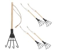 NOLITOY 5 Pièces Mini Garden Hand Rake Compact Four Tooth Iron Cultivator for Soil Digging Aeration and Weeding in Small Gardens