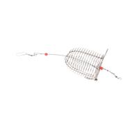 NOLITOY 6 pièces Cage Appâts Acier Inoxydable Rouge Moyen Cage Piège Leurre Portable avec Couvercle à Ressort pour Truite Écrevisses Crevettes et