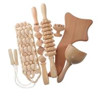 NOLITOY 6 pièces Kit de Outils de Massage Bois Thérapie Manuelle Roller Bâton Cube pour Relaxation Musculaire et Détente Cervicales Cou