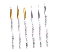 NOLITOY 6 pièces Pinceaux Nail Art Acrylique avec Tiges Argentées et Dorées Outils Manucure pour Dessin et Décoration Dongles