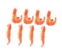 NOLITOY 8 Pièces Modèles Crevettes Réalistes Robuste Décorations Fruits de Mer pour Maison Bureau Boutique Ornements Détaillés Couleur Rouge Vif pour Vitrines et Photos