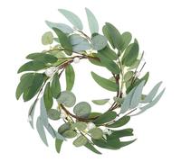 NOLITOY Anneau de Bougie Pilier Rustique et Élégante en Eucalyptus Artificiel Vert Feuillage en Soie et Fer, Couronne Décorative pour Mariage ou Porte D'entrée