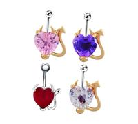 NOLITOY Anneaux De Nombril En Acier Inoxydable Avec Pierres Brillantes 4 Pièces Mix Couleur, Bijoux Piercing Femmes, Accessoire Corps Mode, Taille Standard, Usage Quotidien