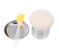 NOLITOY Applicateur d'Huile pour Poêle à Crêpes en Acier Inoxydable 10X10X15 CM avec Pinceau à Huile 9X9X95 CM Couleur Aléatoire Kit 2 Pièces pour Badigeonner Crêpes Couleur Aléatoire