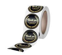 NOLITOY Autocollants D’Entreprise Ronds Noirs et Dorés 38 CM - Rouleau de 500 Étiquettes Adhésives Décoratives pour Enveloppes Supports Petites Entreprises Décoration Bureaux et