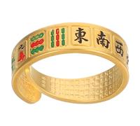 NOLITOY Bague Mahjong Femme Style Vintage Anneau Déclaration Feng Shui Richesse Doré Cadeau Anniversaire