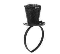 NOLITOY Bandeau à Paillettes avec Nœud - Mini Chapeau Haut-de-forme Noir pour Femme - Accessoire de Coiffure Années 20, Bandeau D'halloween, Accessoire de Cosplay, pour Photomaton.