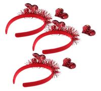 NOLITOY Bandeau Cheveux de Cœur Pailleté, Lot de 3 Pièces, Accessoire Léger et Confortable pour Saint-valentin, Fêtes, Anniversaires et Photomatons, Couvre-chef Festif pour Costume