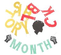 NOLITOY Bannière du Mois de L'Histoire des Noirs en Paillettes 1 Ensemble Décoratif pour Fête Intérieure et Extérieure Toile de Fond Festive Noire pour Célébrations Afro-Américaines