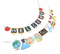 NOLITOY Bannière Suspendue de Rentrée Scolaire « Welcome » en Papier, Lot de 1 Set de Pièce, Décoration pour Fête de Classe, Accessoires de Scène pour Accueil Élèves, Agencement Festif