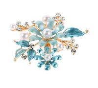 NOLITOY Barrette Cheveux French Flat Métal avec Perles et Strass Clip Bec Canard Bleu Rétro pour Mariage et Fêtes Accessoire Floral Élégant pour Femme