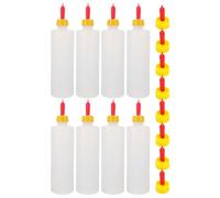 NOLITOY Biberons pour Chevreaux 8 Pièces 400 Ml en Plastique Robuste avec 8 Tétines Courtes Abreuvoir Léger et Portable pour Agneaux Veaux et Petits Animaux Matériel de Traite Pratique