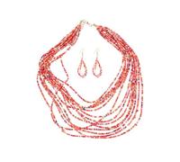 NOLITOY Bohemian Style Necklace And Earrings Set Multi Layer Rice Bead Jewelry For Women Creative Dressing Kit Comfortable And Gift