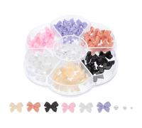 NOLITOY Boîte de Breloques pour Faux Ongles en Résine Nœuds et Perles, 7 Compartiments, Solide Déformation, pour DIY Manucure la Maison
