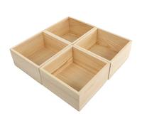 NOLITOY Boîte de Rangement à Bijoux Vintage Lot de 4 en Bois Massif 15X15X7,2 CM pour Organisation et Présents Personnalisés