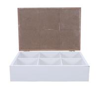 NOLITOY Boîte de Rangement en Bois Compartimentée à 6 Compartiments, Style Marine, Organiseur Décoratif pour Sachets de Thé, Bijoux et en-Cas, avec Séparateurs Pratiques pour Bureau,