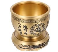 NOLITOY Bol Décoratif en Laiton 9,5 Cm avec Socle Paysage, Bol Feng Shui Multifonction pour Chance et Richesse, Bassin à Trésors pour Rangement Maison et Bureau, Décoration Vintage