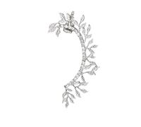 NOLITOY Boucle D'oreille Clip Femme Feuille Métal Argenté Pierre Brillante sans Piercing Bijou Mariage Fête Élégant