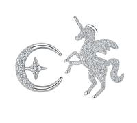 NOLITOY Boucles D’oreilles Licorne Asymétriques Femme S925 Argenté Blanc Platine Créatives Mode Fête Présent Fille