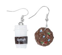 NOLITOY Boucles D'oreilles Biscuits Pendantes Fantaisie en Alliage Solide pour Femme Usage Quotidien Fête Design Tasse Café Biscuit