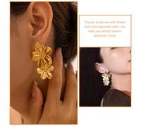 NOLITOY Boucles Doreilles Femme Fleur Doré Clous Doreilles Délicats Hypoallergéniques Bijoux Mode Petits Clous pour Cérémonie et Fête