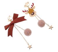 NOLITOY Boucles d'Oreilles Pendantes de Noël Longues Étoile à Cinq Branches et Nœud Renne pour Femmes et Filles en Soirée de Noël
