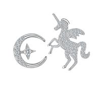 NOLITOY Boucles Oreilles Asymétriques Licorne et Lune pour Femmes et Bijoux Fantaisie Polyvalents Cadeau Élégant pour et Quotidien