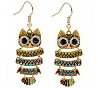 NOLITOY Boucles Oreilles Chouette Verre Coloré de Pendants Oreilles Femme Bijoux de Costume Élégants pour Événements Spéciaux et