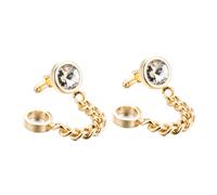 NOLITOY Boutons De Manchette en Cristal Dorés, Boutons De Manchette pour Chemise Homme, Finition Plaquée Or, Élégants Et Ronds, Usage Formel Professionnel,