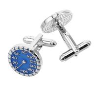 NOLITOY Boutons de Manchette pour Homme en Alliage Bleu, Design Compteur Voiture, Paire Confortable et Raffinée pour Mariages et Occasions Spéciales