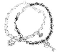 NOLITOY Bracelet Couple Ajustable Acier Inoxydable Léger avec Serrure Clé Accessoire de Poignet Élégant pour Femmes Cadeau pour Anniversaires et Saint-valentin