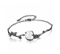 NOLITOY Bracelet Femme Argent Créatif avec Fleur et Agate Blanche Léger pour Cadeau et Usage Quotidien
