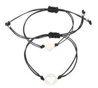 NOLITOY Bracelets Cœur Assortis Mère-fille Tressés Acier Inoxydable Ajustables Fils De Coton Noir Présent Pour Adolescentes Poignet Adulte