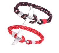 NOLITOY Bracelets Queue de Baleine en Paracorde pour Couple 2 Pièces Style Nautique Chaîne en Corde de Survie Fermoir Métal Accessoires Mode pour Usage Quotidien et Présents