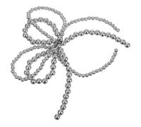 NOLITOY Breloque Téléphone Nœud 3d en Perles Blanches, Décoration Argentée Résistante la Décoloration, Accessoire Porte-clés Polyvalent pour Téléphone et Clés, Bijou Fantaisie Élégant