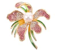 NOLITOY Broche Événements Formels pour et Accessoire Élégant et Polyvalent Fleur Orchidée en Alliage de Zinc Rouge Cristaux Réunions Décontractées