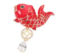 NOLITOY Broche Poisson Style Chinois pour Vêtements Décoration Nouvel An Chinois Épingle de Revers avec Cristaux pour Femmes et Filles