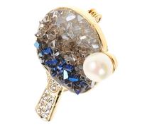 NOLITOY Broche Raquette Tennis de Table Cuivre avec Émail et Cristaux Accessoire Unique pour Femme et Homme Broche Vintage Élégante pour Veste Chapeau Sac et DIY Cadeau Original Passion