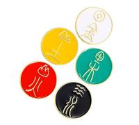 NOLITOY Broches Décoratives Caractères Chinois Lot de 5 en Alliage Design Élégant et Multifonctionnel, pour Vêtements et Chapeaux en Cadeau ou Collection