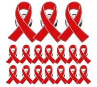 NOLITOY Broches Ruban Rouge Symbole de Soutien le Lutte 30pcs en Alliage de Zinc, Épingles Faciles à Fixer