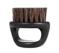 NOLITOY Brosse à Barbe Ronde en Poils de Sanglier Noir Taille Compacte pour Hommes Distribution Uniforme de Cire Moustache Usage Quotidien Portable