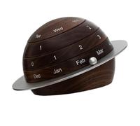 NOLITOY Calendrier Perpétuel Rotatif en Bois Vintage Calendrier de Bureau Compact Motif Planète Terre Bloc Manuel Solide Décoration Rustique Bureau Pratique
