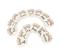NOLITOY Cartes Mensuelles en Bois Accessoire Photo Commémoratif pour Bébé 14 Pièces Design Créatif et Matériaux Solide et Photographie pour -né