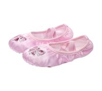 NOLITOY Chaussures de Danse Classique pour Fille Chaussures de Ballet à Semelle Fendue Daim avec Bride Élastique et Broderie pour Cours de Danse