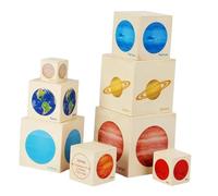 NOLITOY Coffret Jouets en Bois 8 Planètes Empilables pour Tout-Petits, Jeu Éducatif Formes et Couleurs, Stimulation Cognitive, Éveil 1 à 2 Ans Fille Garçon