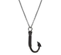 NOLITOY Collier Compartiment pour Cendres Urne de Hameçon Noir en Acier Inoxydable Élégant pour Cendres, Bijou de Souvenir Funéraire pour Femmes