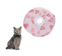 NOLITOY Collier Élisabéthain pour Chat Forme de Cœur Imprimé Cône de Cou Anti-griffures Rose S Cercle de Protection pour Convalescence