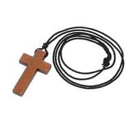 NOLITOY Collier Pendentif Croix en Bois Foncé et Noix Cordon Ajustable Collier Religieux pour Femmes Bijou Léger et Naturel Accessoire Mode pour Usage Quotidien et Présent Symbolique